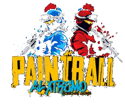 Paintball Al Xtremo — dos jugadores con equipo de protección azul y rojo